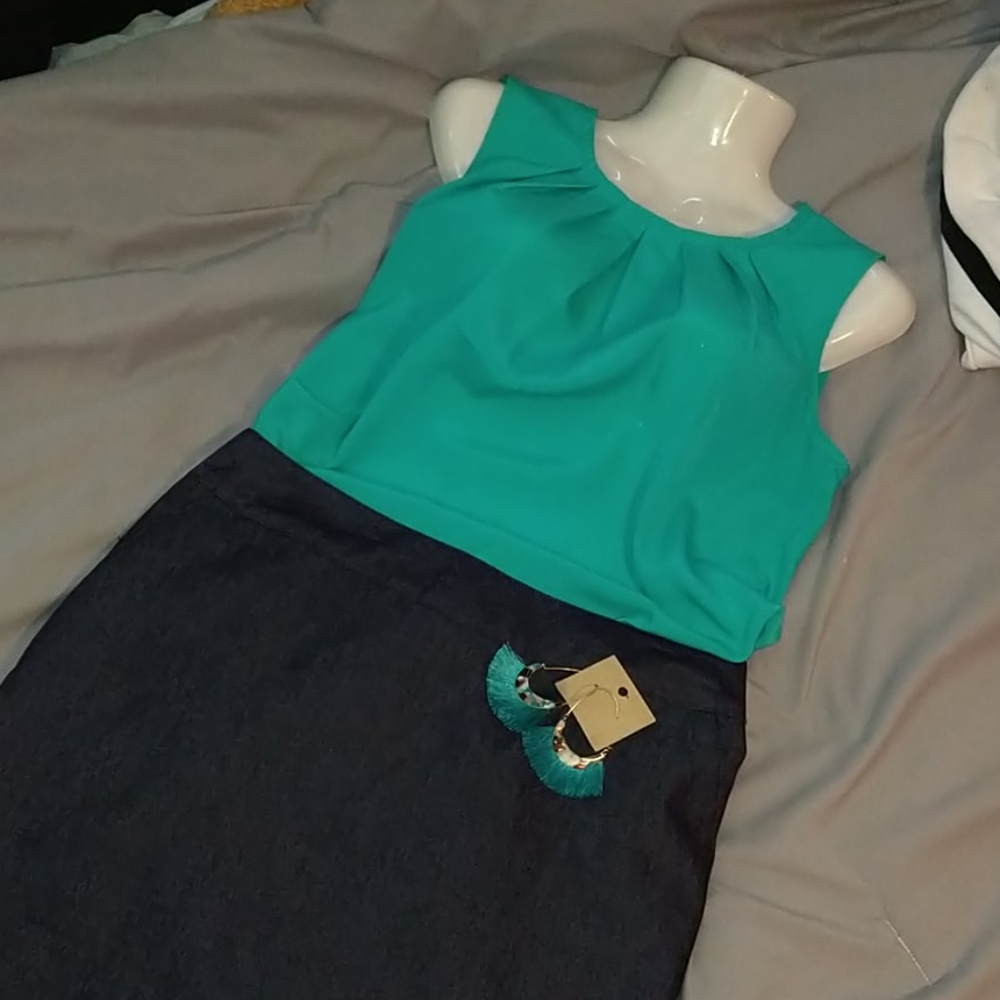 Summer Blouse, Skirt, and Earrings